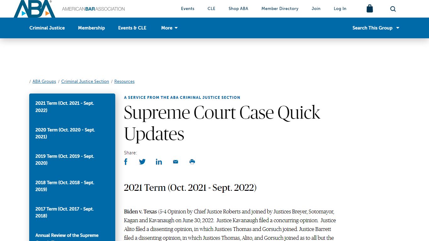 Supreme Court Case Quick Updates - American Bar Association